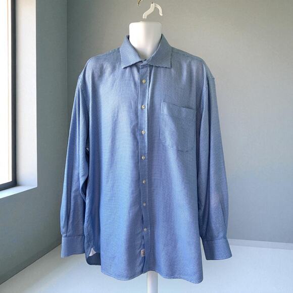Peter Millar Button Down X Large Long Sleeve Blue And White Collared Shirt - Picture 1 of 15